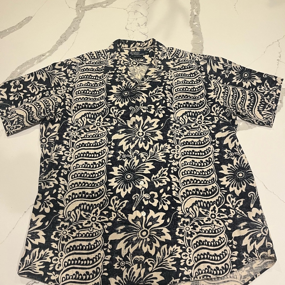 Ralph Lauren Men’s Hawaiian Tribal Polo Collar Shirt w/ Pocket Vintage Retro VTG
